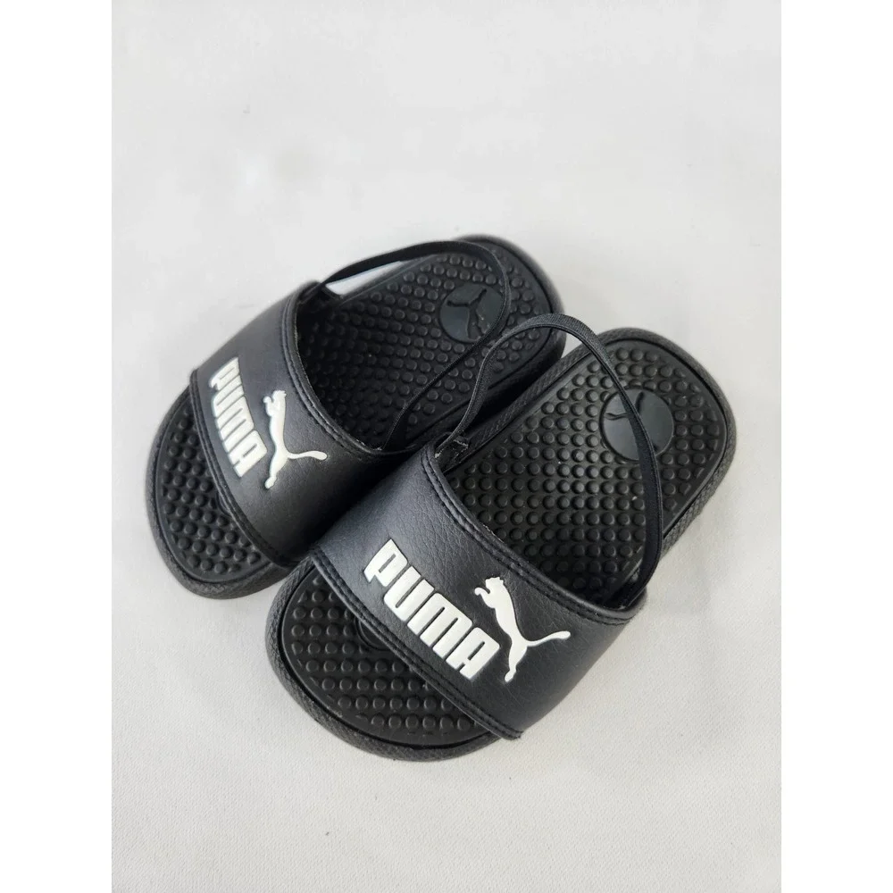 PUMA Unisex Toddler Cool Cat Backstrap Sandal Flip Flops -‎ Black/White, Size 7C